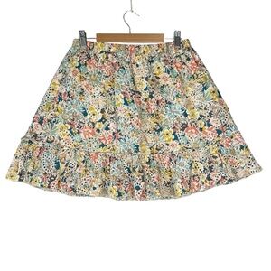 Solitaire Floral Embroidered Lined Mini Skirt Size M Eyelet Boho Cottagecore